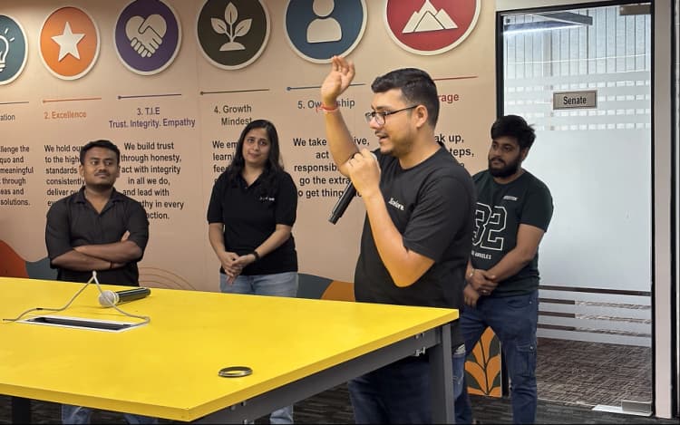 Team presenting at an all-hands