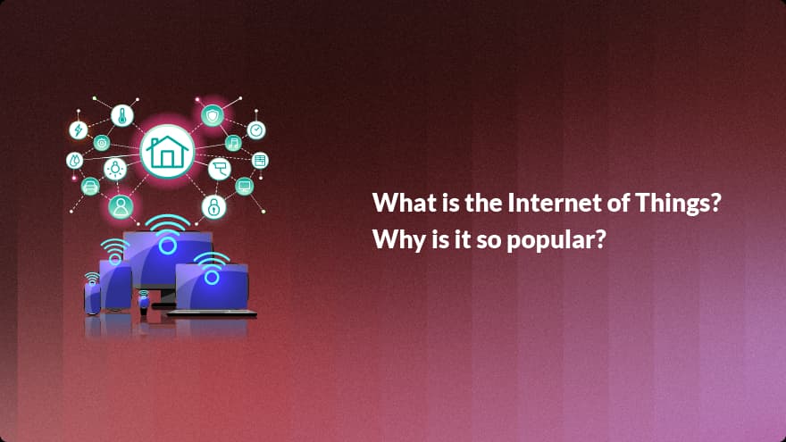 Internet of Things IoT concept illustration showing connected smart devices, sensors, and real-time data exchange between multiple devices