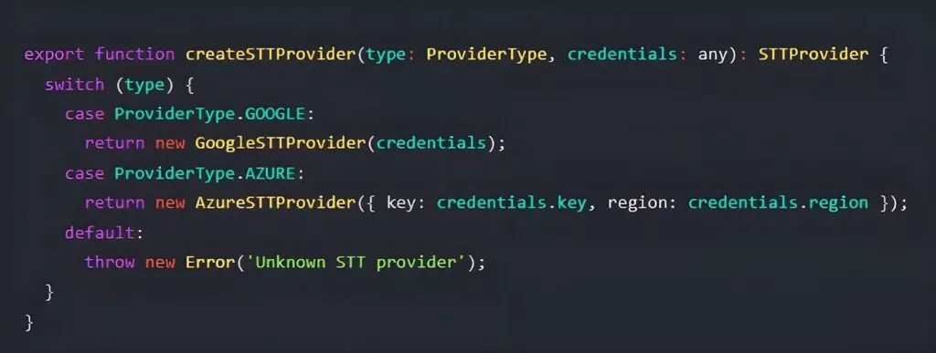 The Factory (providerFactory.ts):