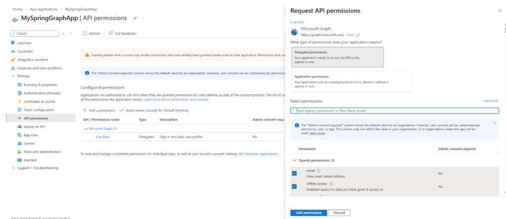 Add API permissions